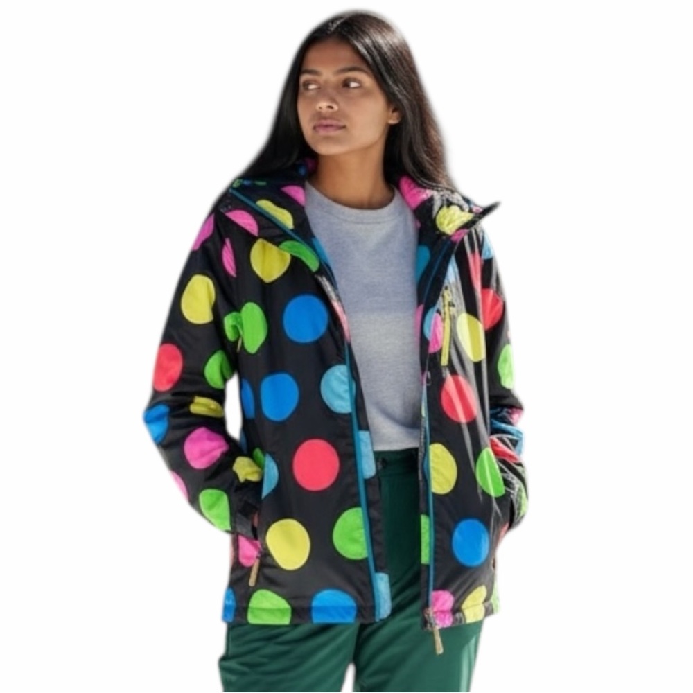 GSOU Snow Polka Dot Hooded Ski‎ Coat Jacket 10K Regular Fit Women's Size Small